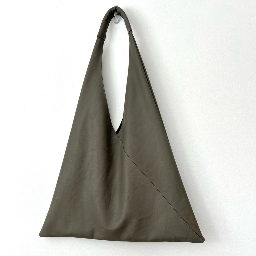 GENUINE LEATHER Japanese Tote Bag - Olive Green